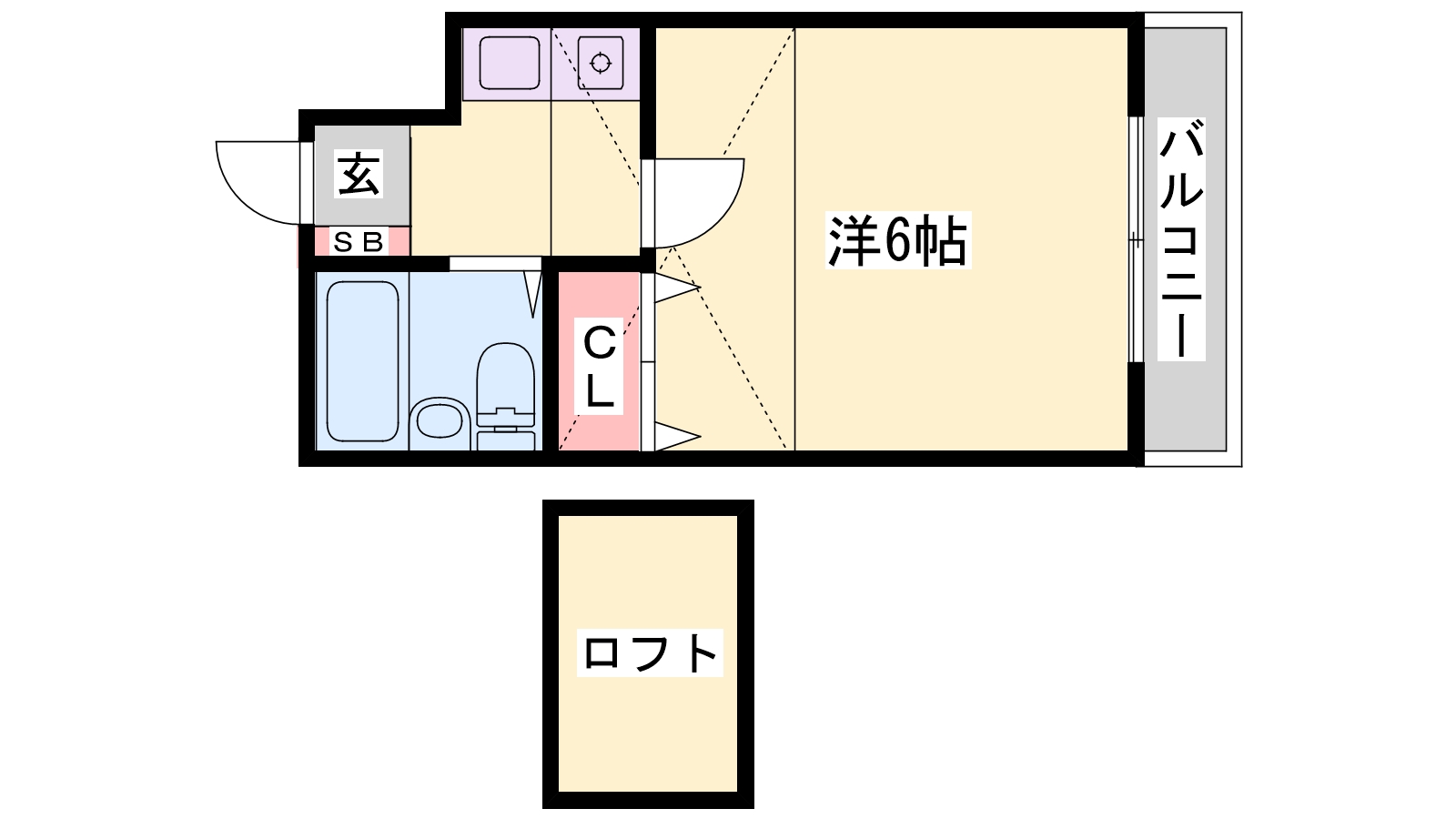 姫路市飾磨区下野田のアパートの間取り