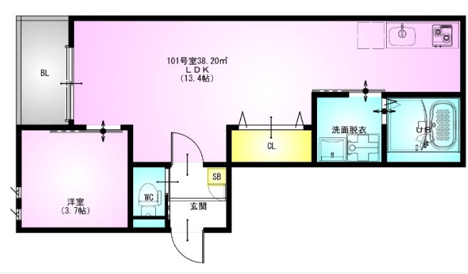 松戸市横須賀のアパートの間取り