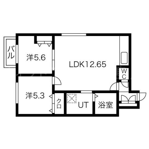 札幌市豊平区月寒東四条のマンションの間取り