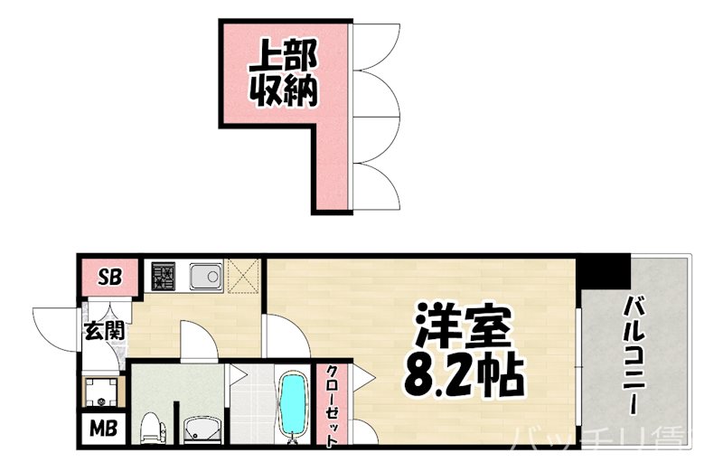 福岡市中央区長浜のマンションの間取り