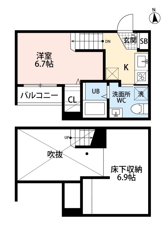 熊本市西区春日のアパートの間取り