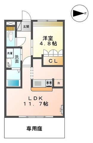 熊本市南区良町のアパートの間取り