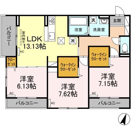 大村市古賀島町のアパートの間取り