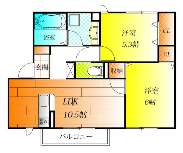 藤井寺市沢田のアパートの間取り