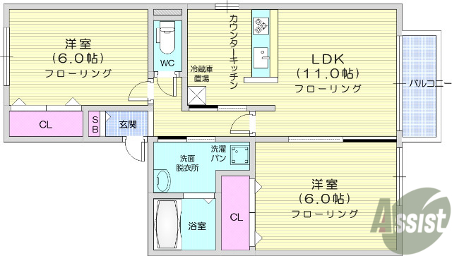 【仙台市青葉区折立のアパートの間取り】