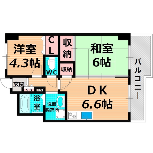 【大阪市城東区中央のマンションの間取り】