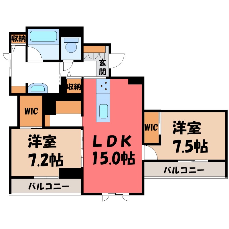 太田市東長岡町のマンションの間取り