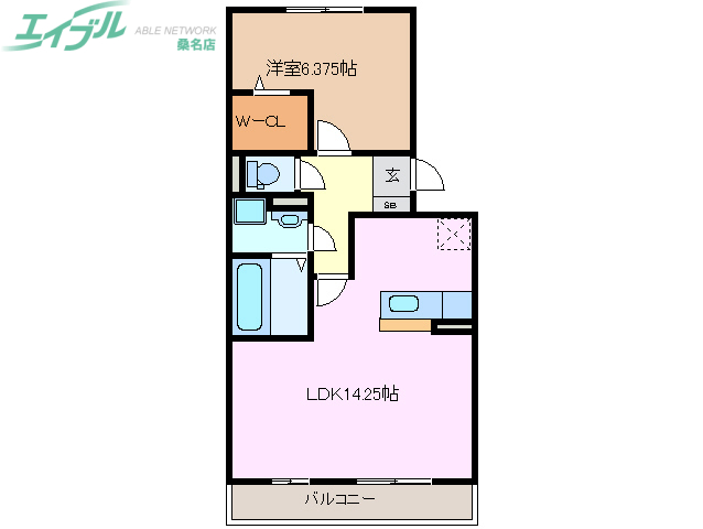 桑名市大字江場のアパートの間取り