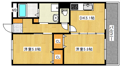 神戸市灘区大内通のマンションの間取り