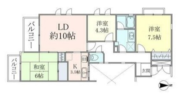 狛江市猪方のマンションの間取り