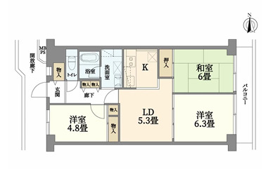 横浜市緑区白山のマンションの間取り