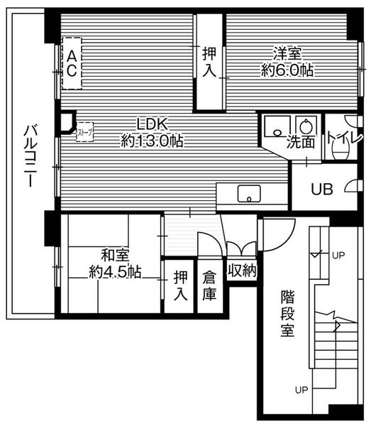 ビレッジハウスおさつ1号棟の間取り