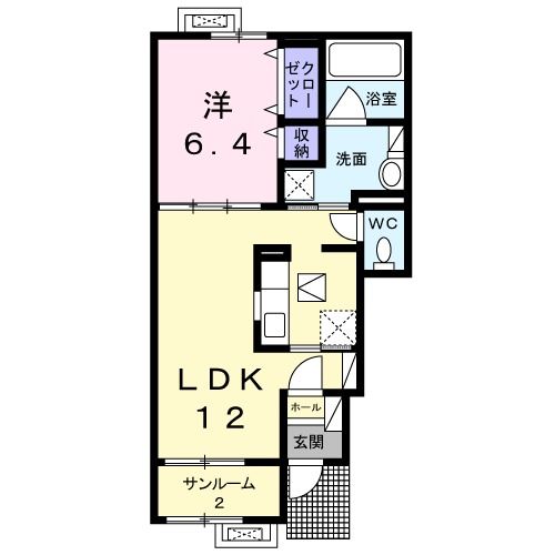 滑川市四ツ屋のアパートの間取り