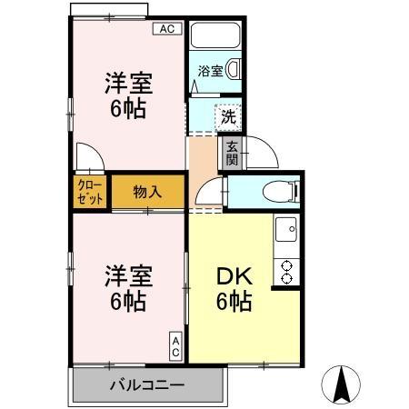 広島市東区戸坂大上のアパートの間取り