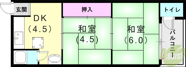 神戸市兵庫区氷室町のアパートの間取り