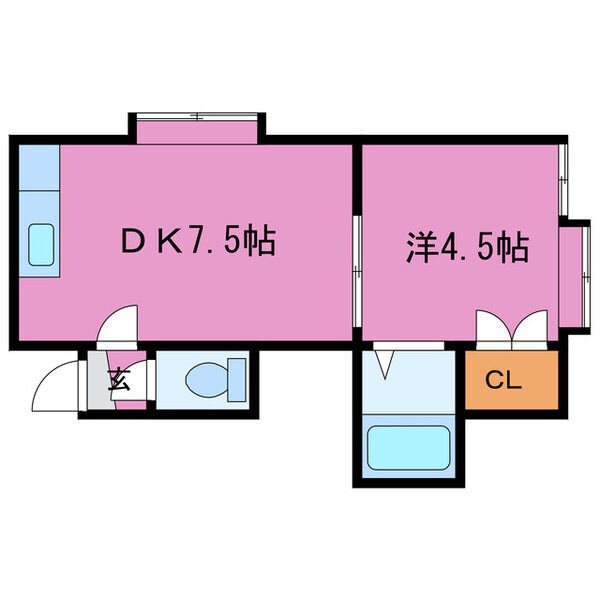 札幌市東区北三十七条東のアパートの間取り