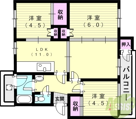 神戸市垂水区狩口台のマンションの間取り