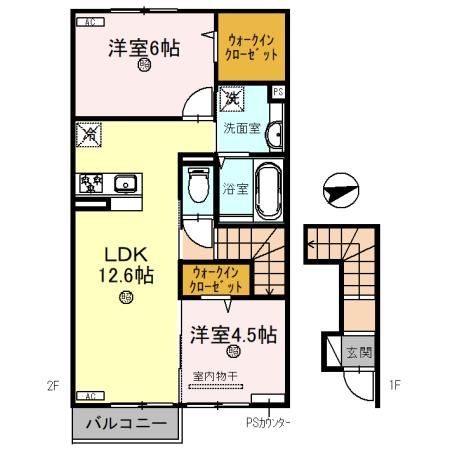 奈良市中山町のアパートの間取り