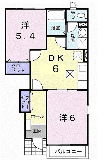 佐野市犬伏新町のアパートの間取り