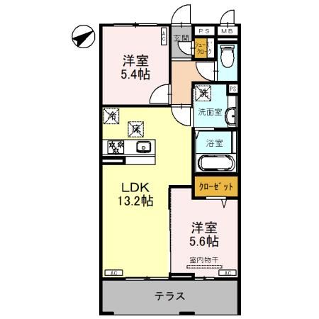 春日部市大枝のアパートの間取り