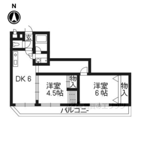 京都市右京区太秦開日町のマンションの間取り