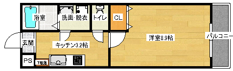 広島市中区幟町のマンションの間取り