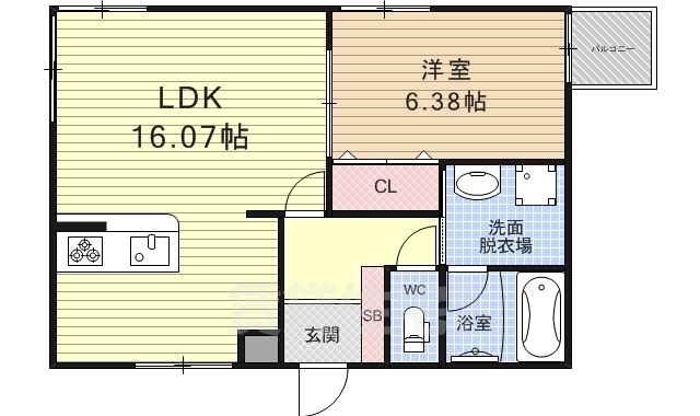 大津市大萱のアパートの間取り