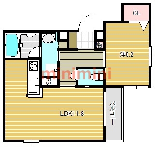 茨木市東中条町のマンションの間取り