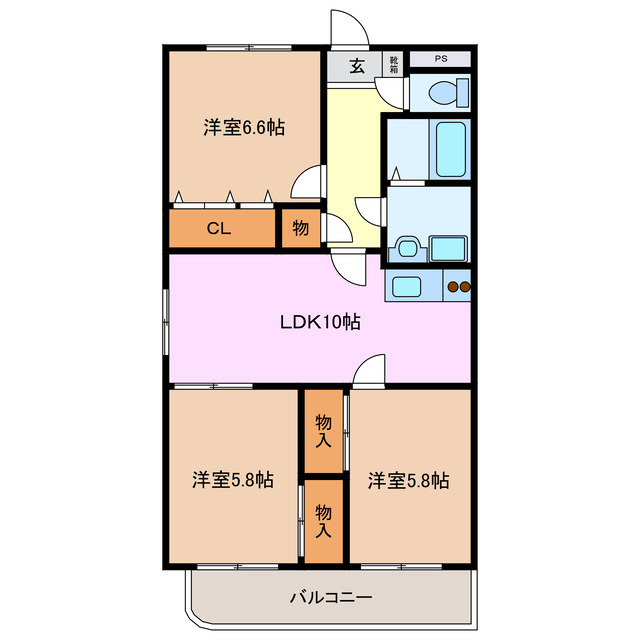 四日市市下之宮町のマンションの間取り