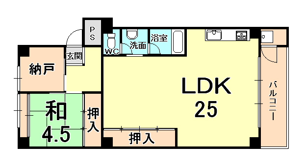 西宮市川西町のマンションの間取り