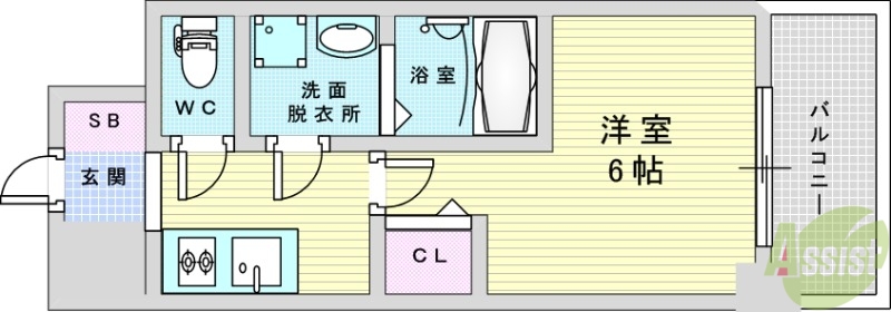 エスリードレジデンス天神橋筋六丁目の間取り