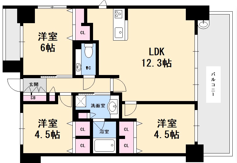 広島市中区昭和町のマンションの間取り