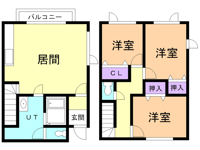 苫小牧市北光町のアパートの間取り