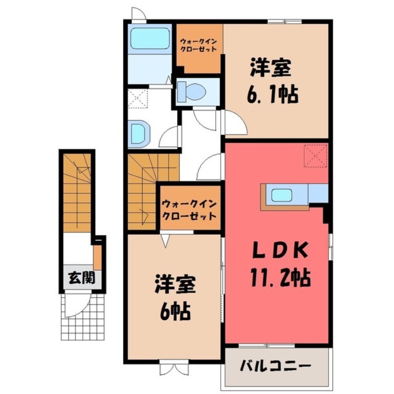 筑西市玉戸のアパートの間取り