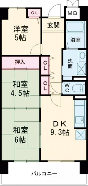 平野北日興マンションの間取り