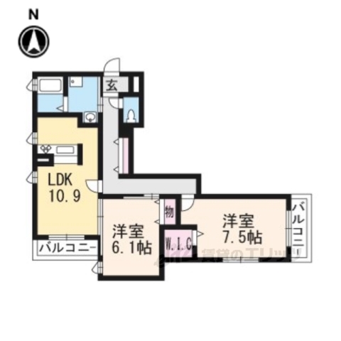 【京都市伏見区日野西風呂町のアパートの間取り】