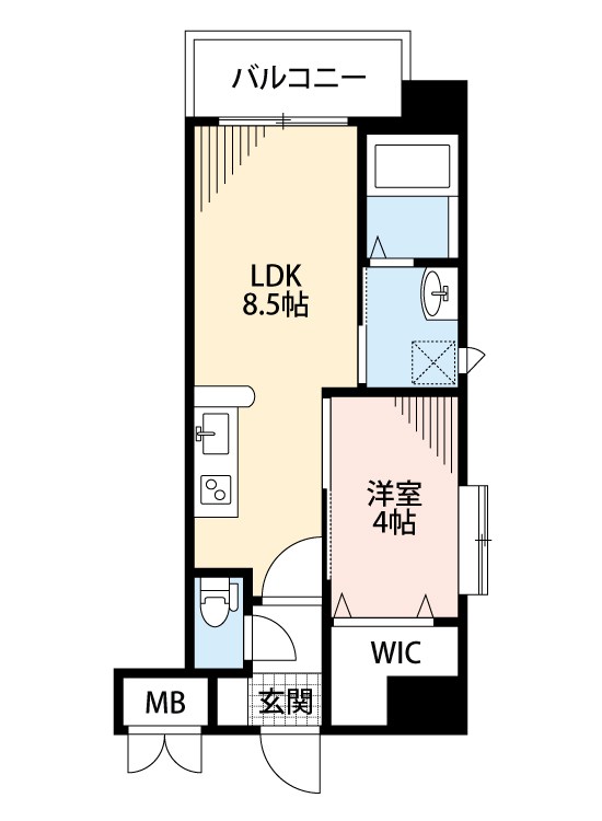 北九州市小倉北区木町のマンションの間取り