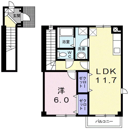 富山市婦中町長沢のアパートの間取り