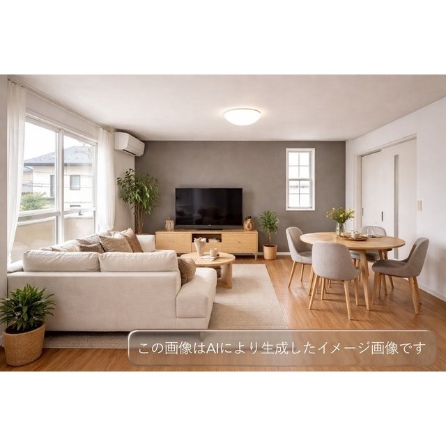 居室・リビング　ＬＤＫ　※ＡＩ生成による家具配置イメージ