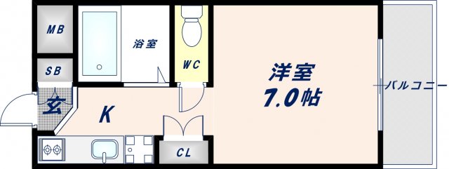 地下鉄中央線 長田駅 徒歩3分 10階建 築36年の間取り写真