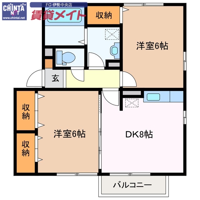 リビングタウンいせ Dの間取り写真