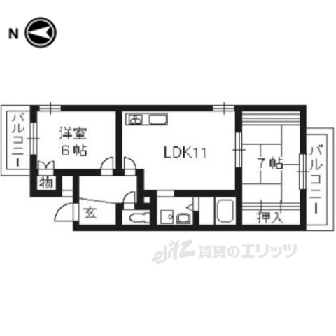 京都市南区久世中久世町４丁目のマンションの間取り