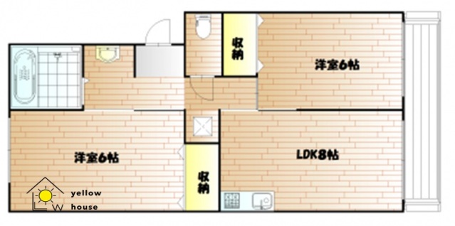 岡山市中区原尾島のアパートの間取り