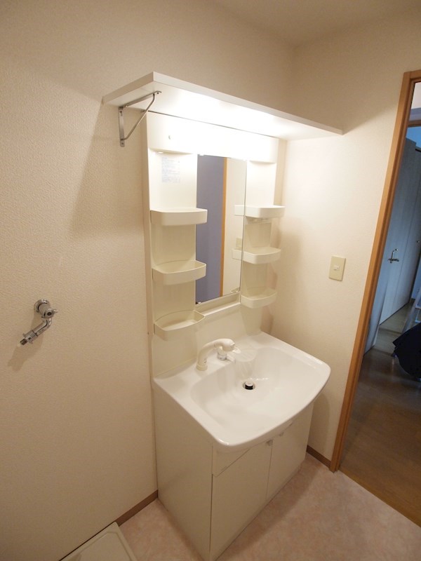 洗面設備　洗面所広め。