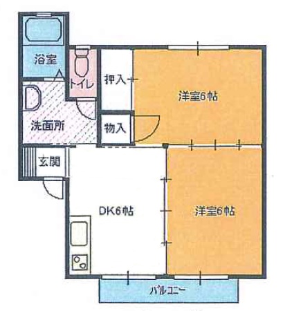 仙台市青葉区愛子東のアパートの間取り