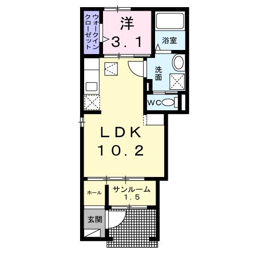 名古屋市北区西味鋺のアパートの間取り