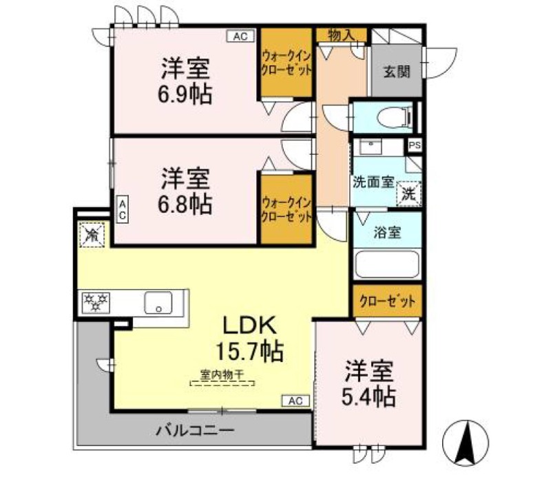 浜松市中央区上西町のアパートの間取り