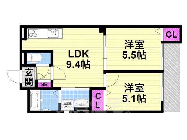 クリエオーレ津の辺町1の間取り