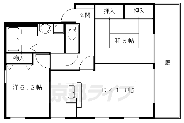 京都市左京区上高野鷺町のアパートの間取り