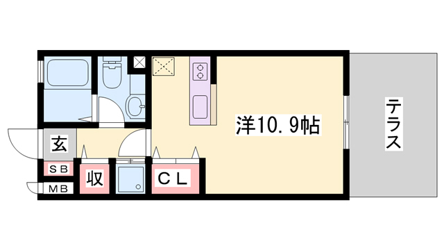 明石市二見町東二見のアパートの間取り